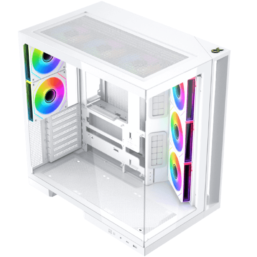 زيجماتيك Aqua 7 كيس بي سي E-ATX Mid Tower بانورامي مع 8 مراوح ARGB