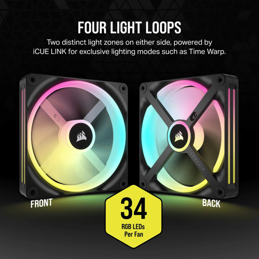 كورسير iCUE LINK QX140 RGB 140mm PWM مجموعة مروحتين 140 مم