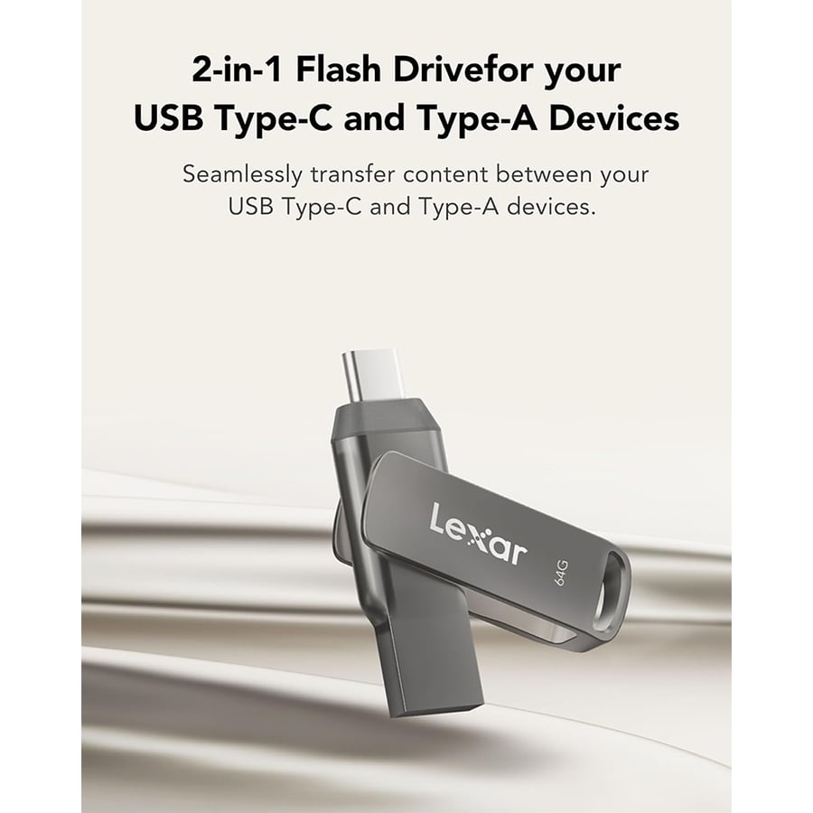 ليكسار JumpDrive Dual Drive D400 USB 3.1 Type-C فلاش يو اس بي