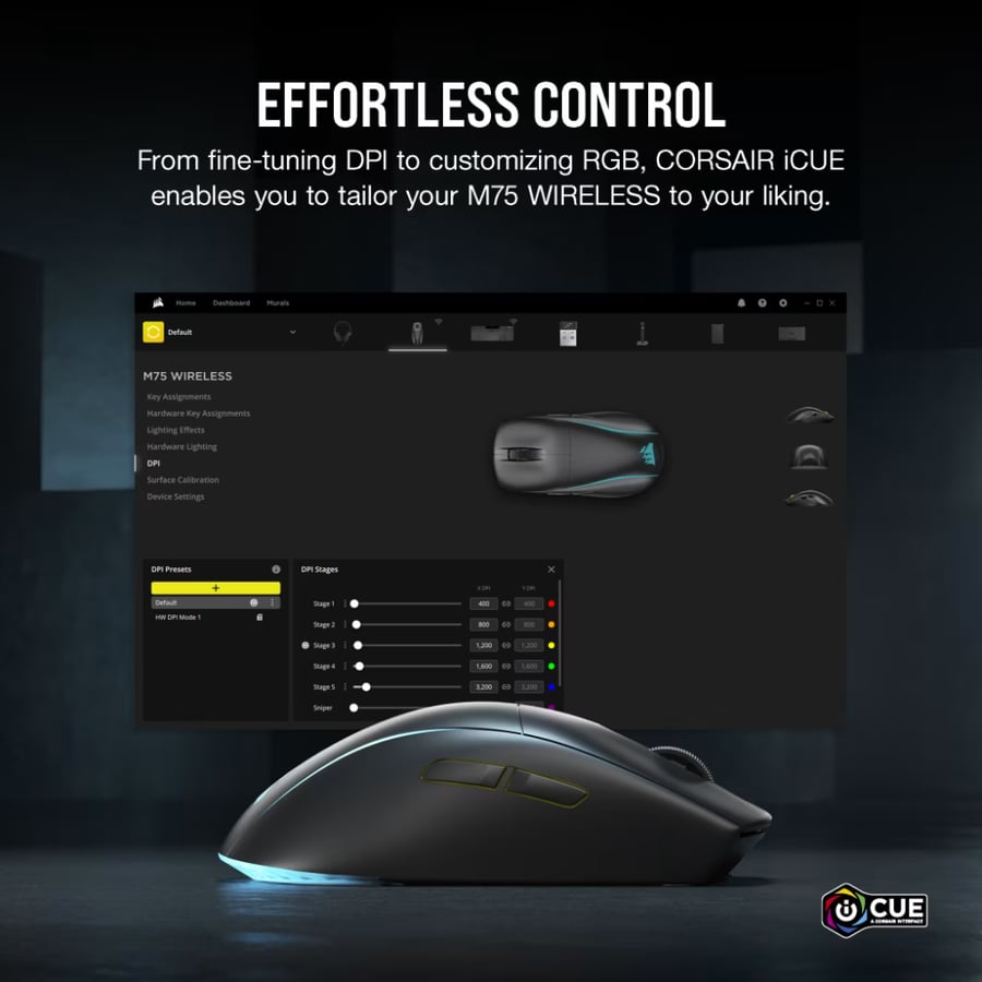 كورسير M75 WIRELESS Lightweight RGB ماوس العاب لاسلكي خفيف الوزن