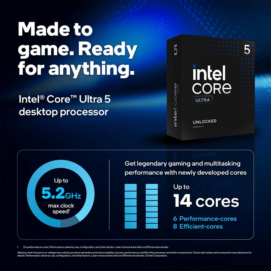انتل Core Ultra 5 معالج كمبيوتر 245K بـ 14 نواة وتردد يصل الى 5.20GHz