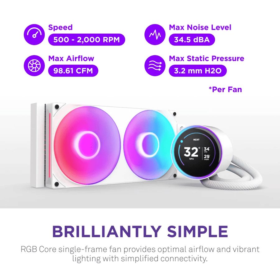 ان زد اكس تي Kraken Elite 280 RGB مبرد AIO مائي 280 مم مع شاشة IPS LCD