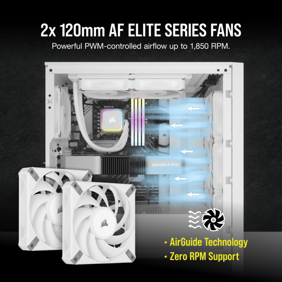 كورسير iCUE H100i RGB ELITE مبرد مائي للمعالج 240 مم - ابيض