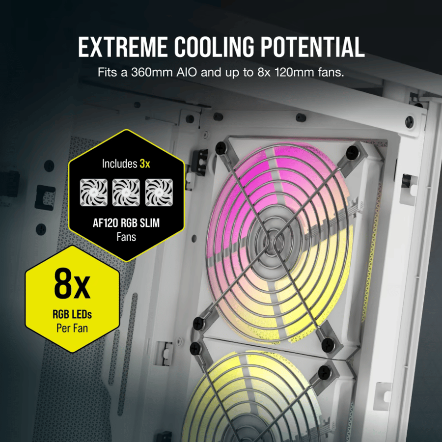 كورسير 2000D RGB AIRFLOW كيس بي سي بحجم Mini-ITX - ابيض