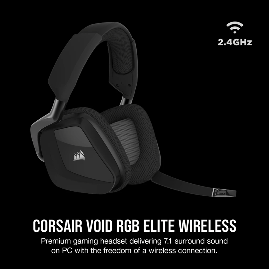 كورسير VOID RGB ELITE سماعة رأس لاسلكية للالعاب مع صوت 7.1 محيطي اسود