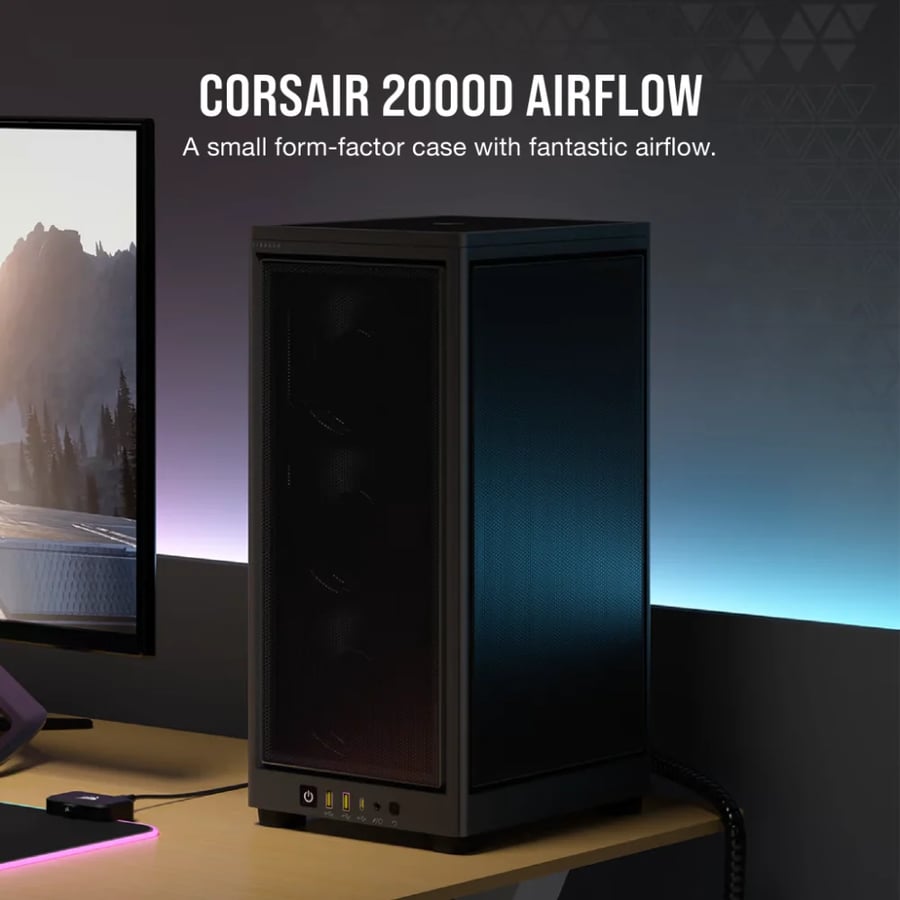 كورسير 2000D AIRFLOW كيس بي سي بحجم Mini-ITX - اسود