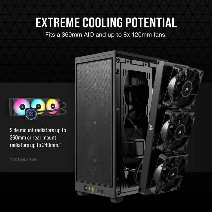كورسير 2000D AIRFLOW كيس بي سي بحجم Mini-ITX - اسود
