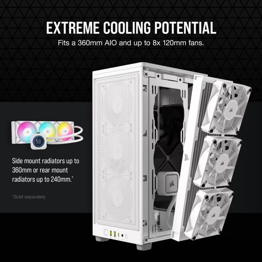 كورسير 2000D AIRFLOW كيس بي سي بحجم Mini-ITX - ابيض