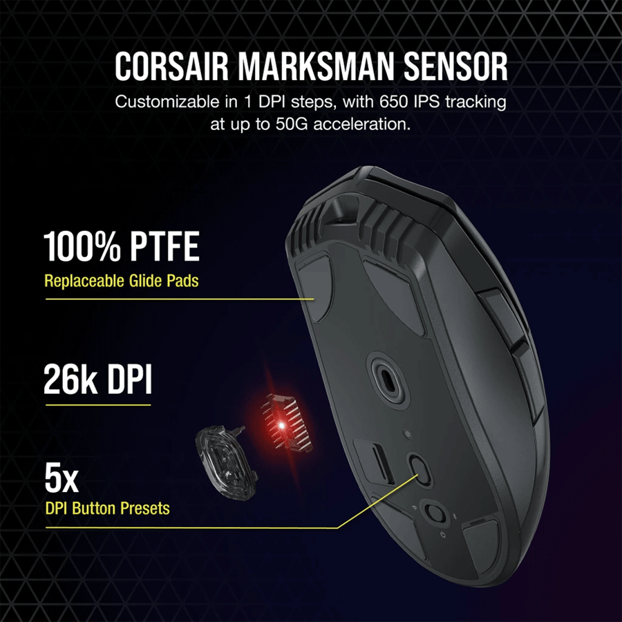 كورسير SABRE RGB PRO WIRELESS ماوس لاسلكي للالعاب خفيف الوزن للغاية