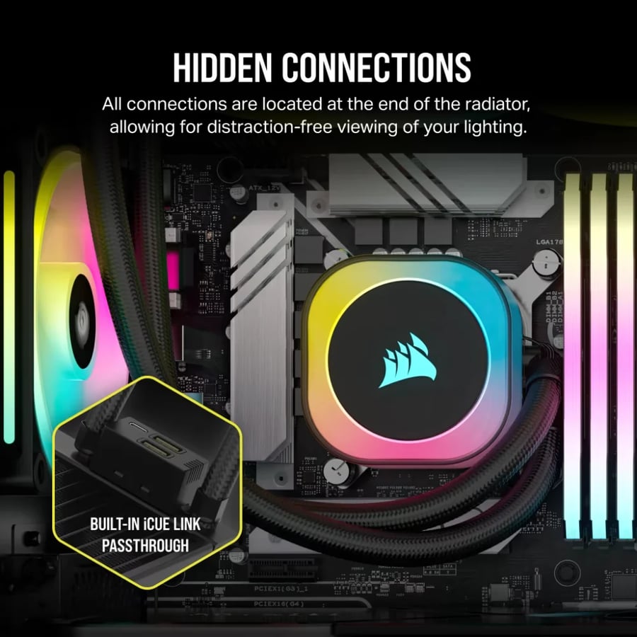 كورسير iCUE LINK H150i RGB AIO مبرد مائي للمعالج 360 مم - أسود
