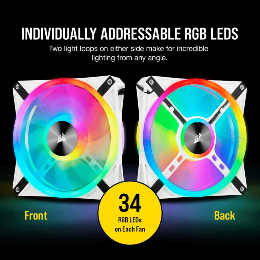كورسير iCUE QL140 RGB 140mm PWM مروحة فردية - ابيض