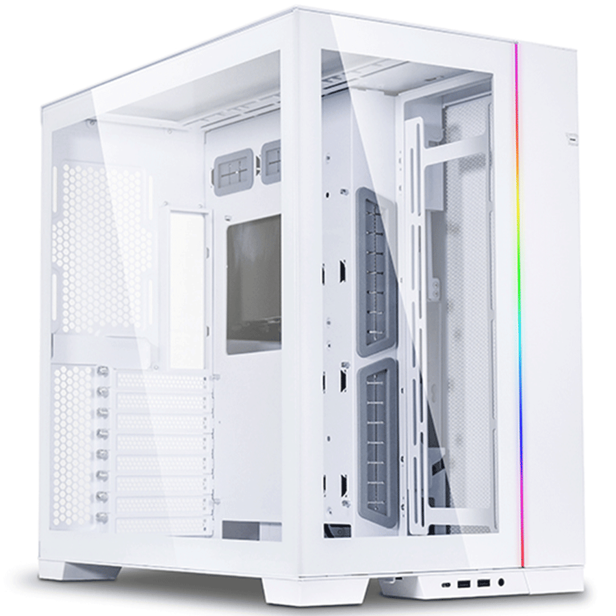 ليان لي O11 Dynamic EVO Tempered Glass كيس بحجم ATX MID-Tower - ابيض