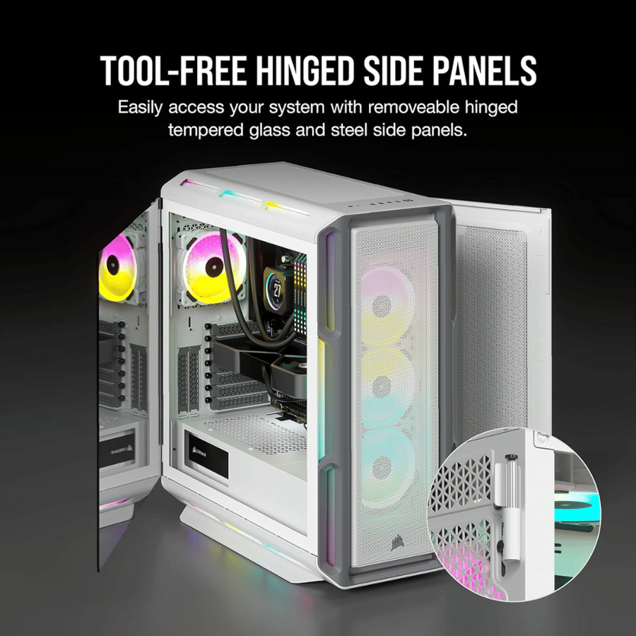 كورسير iCUE 5000T RGB Tempered Glass Mid-Tower ATX PC كيس بي سي ابيض