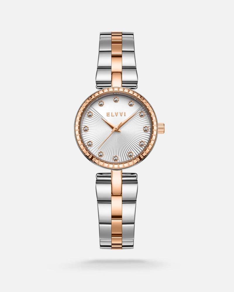 Women's steel watch in silver and rose gold from Alfi