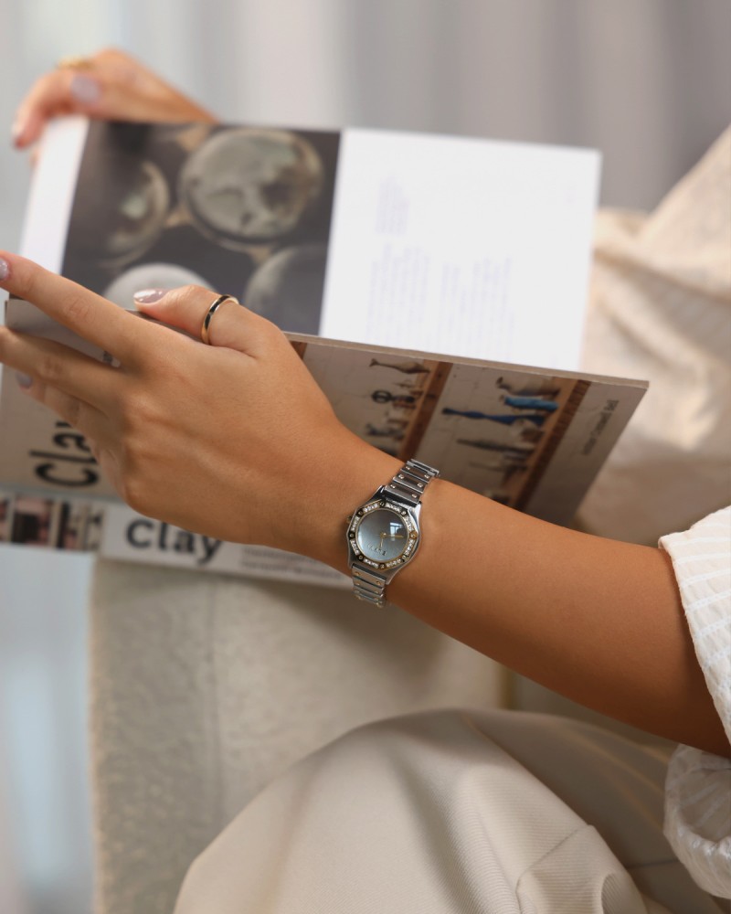 Women's steel watch in silver and gold