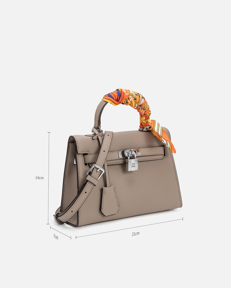Women's handbag with a modern design in brown