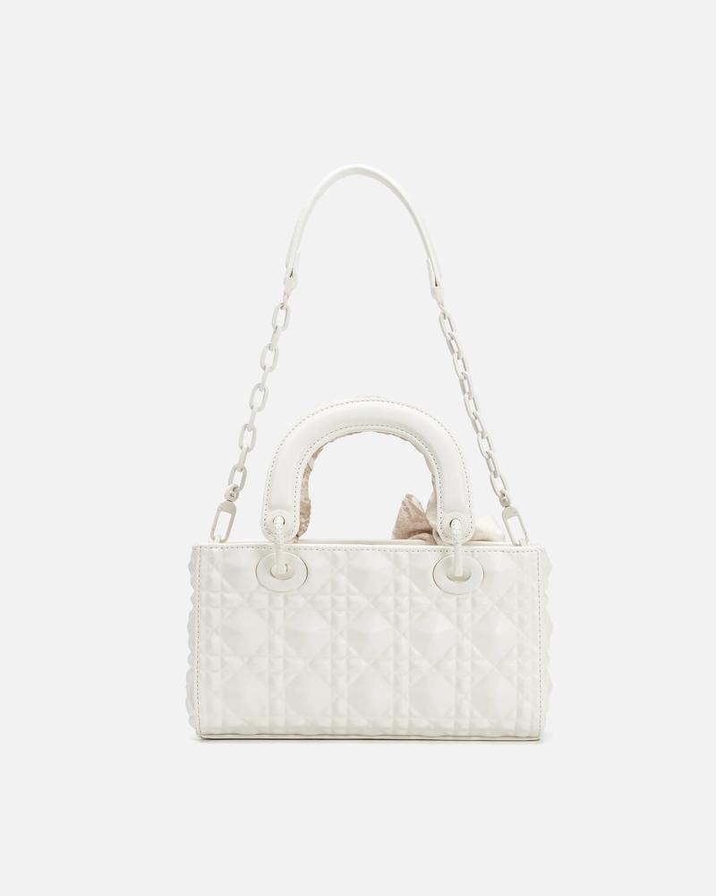 Women's bag with embossed white leather
