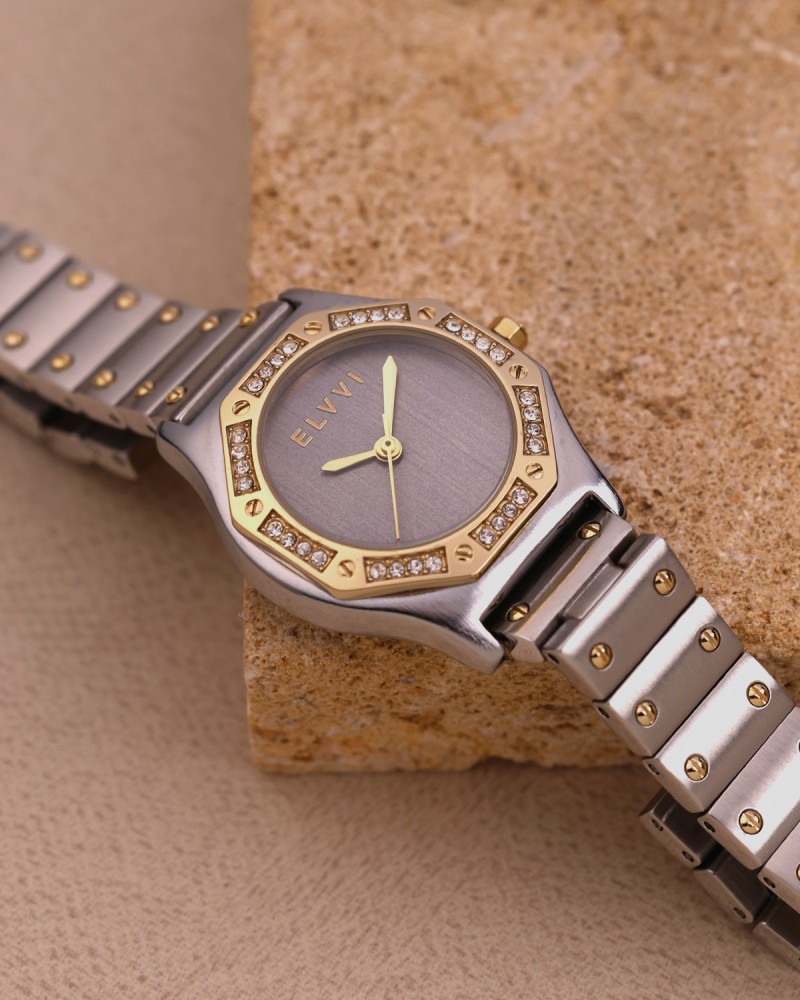 Women's steel watch in silver and gold
