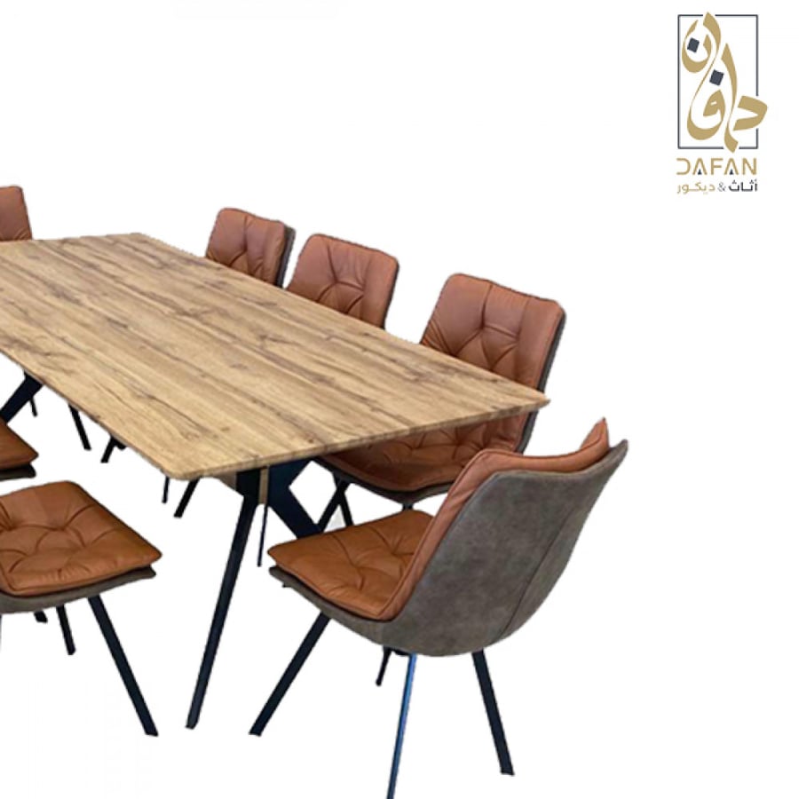 طاولة طعام سطح خشبي عدد 8 أشخاص