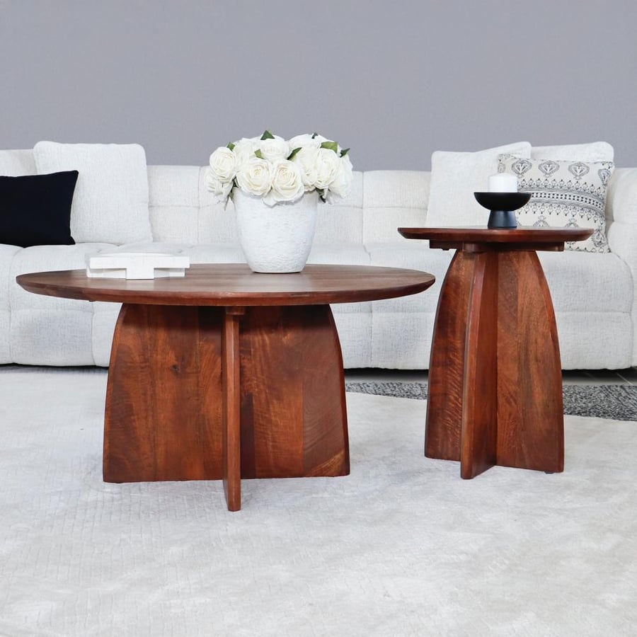 طقم طاولات هندي 1+2 خشب طبيعي