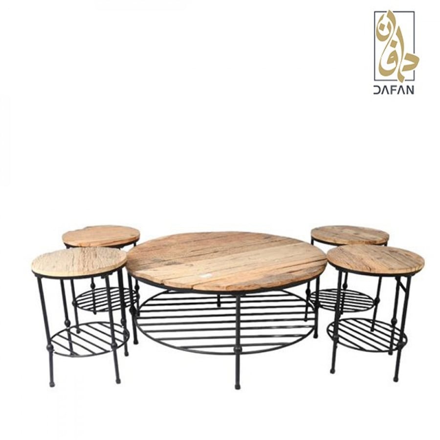 طقم طاولات كنب 1 + 4 خشب طبيعي   (عرض خاص)
