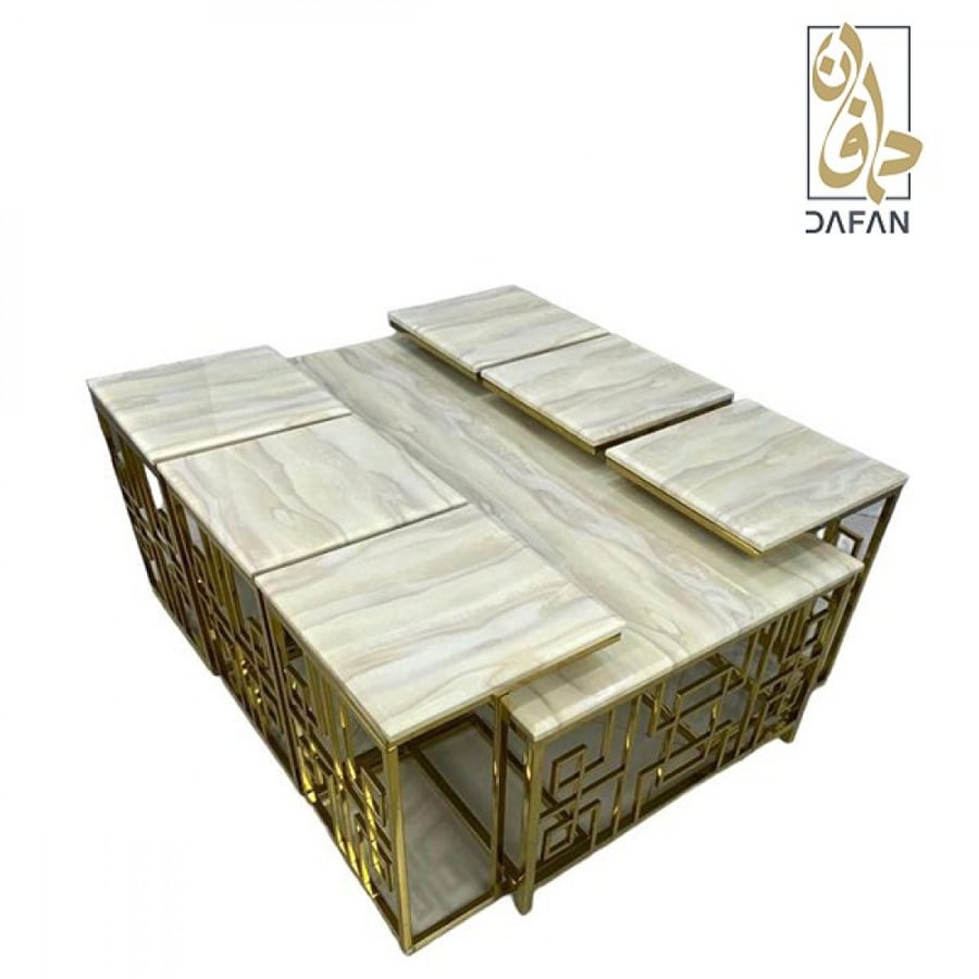 طقم طاولات رخام طبيعى - 7 قطعة