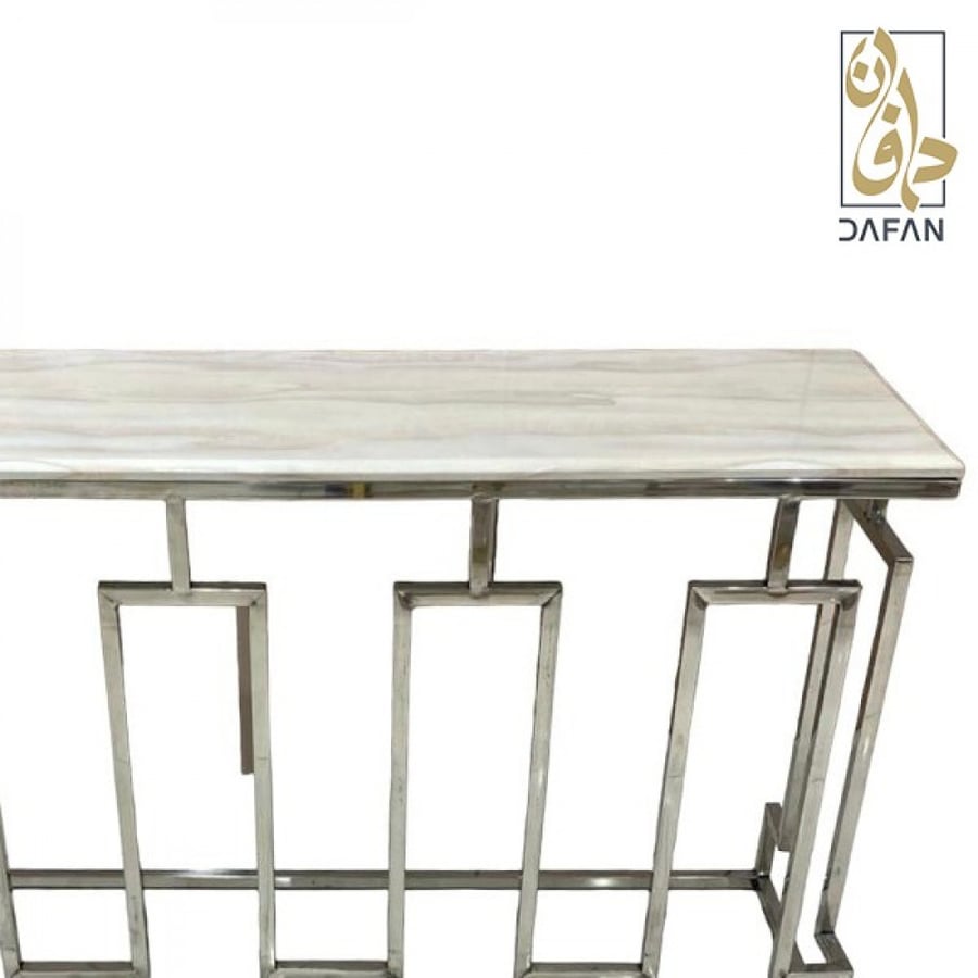 كونسول - مدخل استيل فضى وسطح رخام