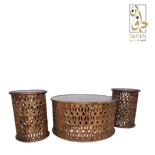 طقم طاولات 1+2 هندي خشب طبيعي