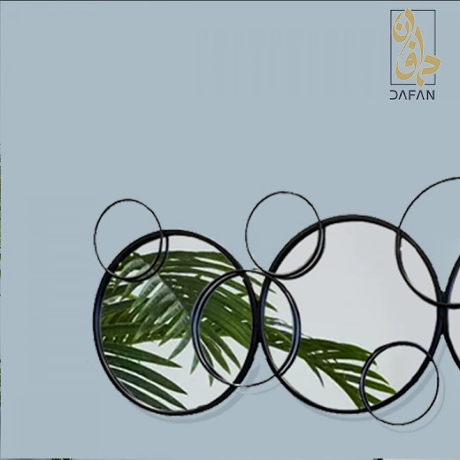 مرآة حائط دائرية أسود فخمة