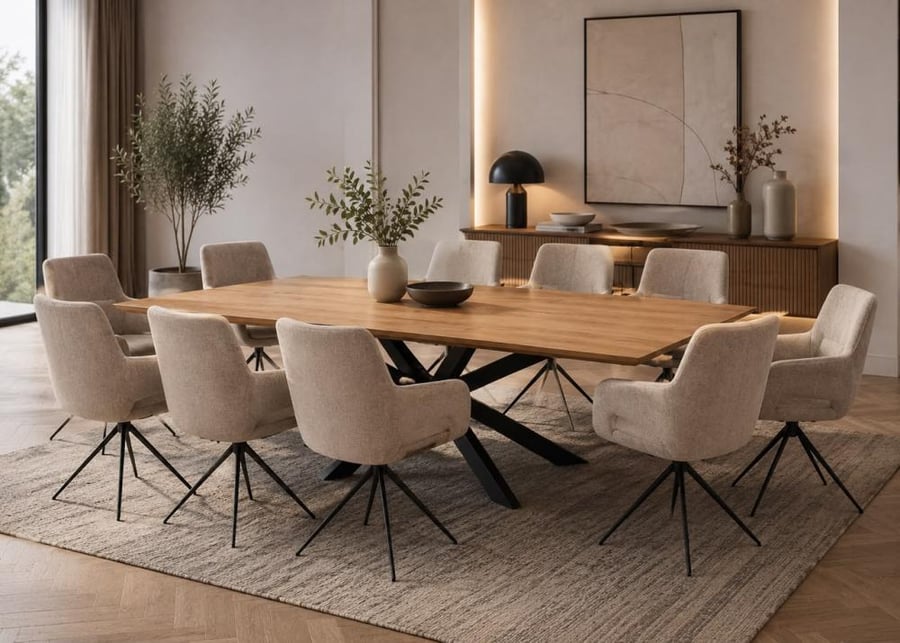 طاولة طعام 10 كراسي  (خشبية )