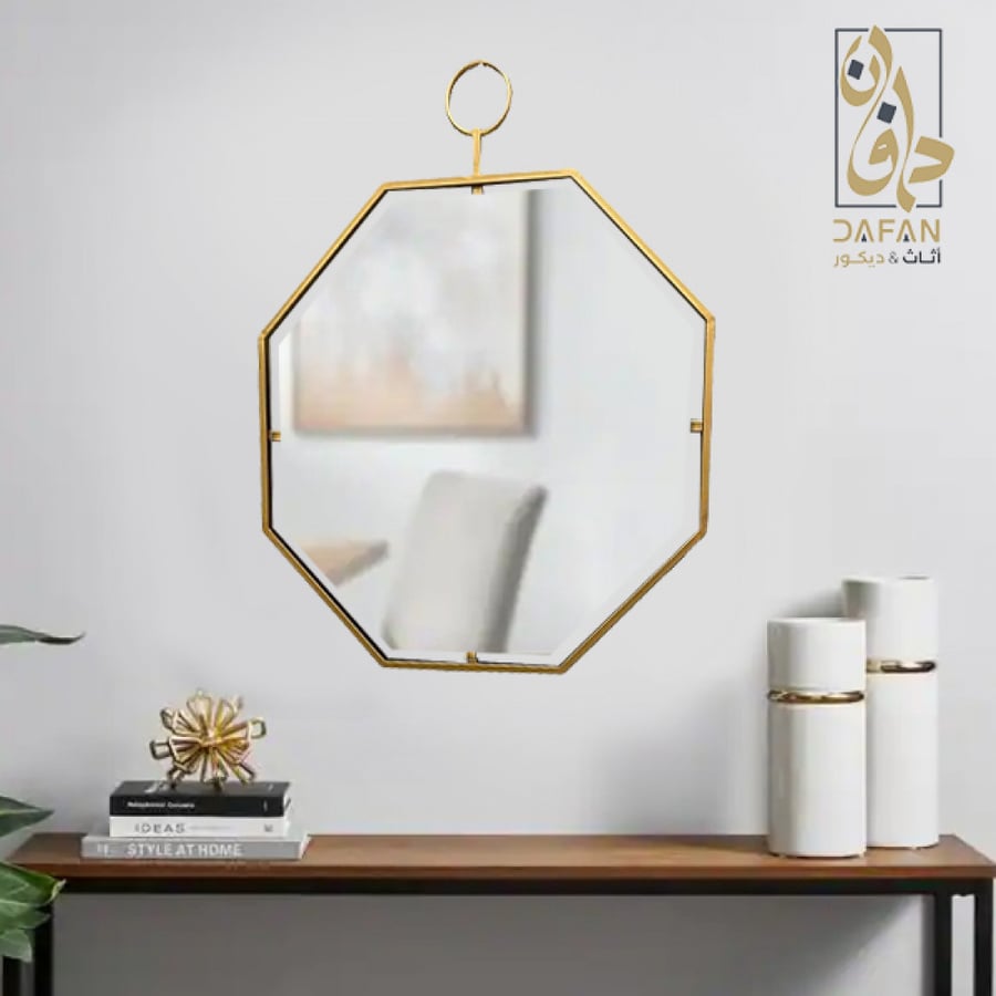 مرآة حائط ثمانية ذهبي إطار ألومنيوم