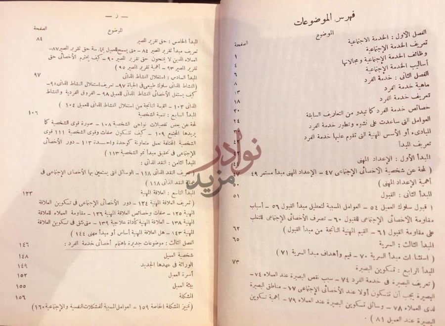 فهرس كتاب خدمة الفرد في محيط الخدمات الاجتماعية