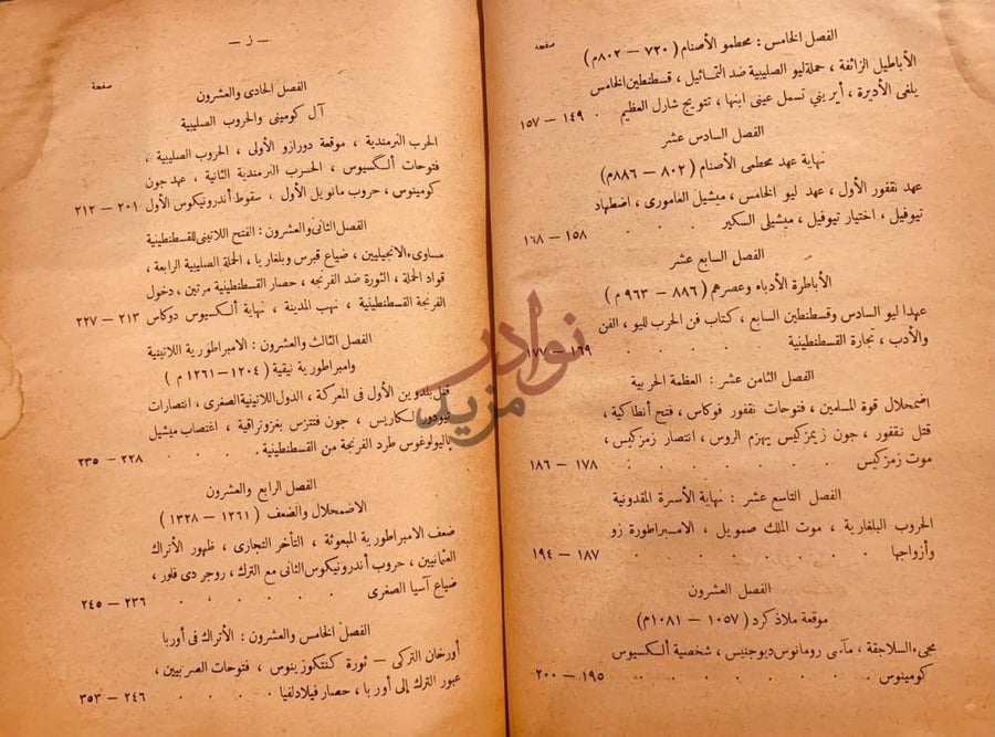 فهرس كتاب الامبراطورية البيزنطية