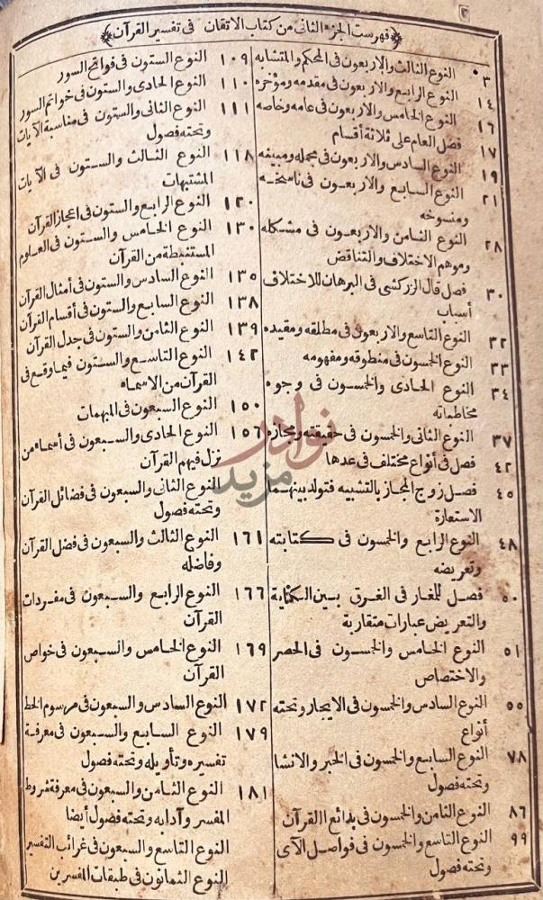 فهرس كتاب الاتقان في علوم القران فهرست الجزء الثاني