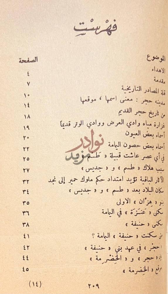 فهرس كتاب مدينة الرياض عبر اطوار التاريخ فهرست