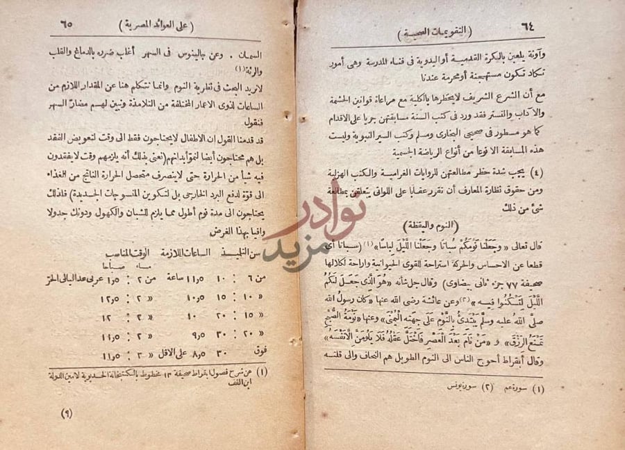 صفحة داخلية كتاب التقويمات الصحية على العوائد المصرية