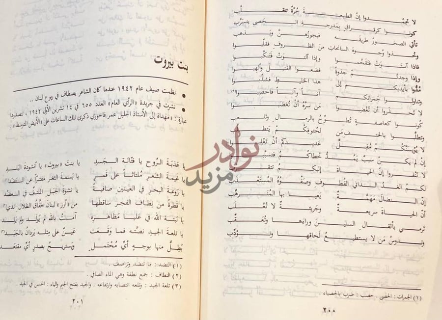 صفحة داخلية كتاب الجواهري في العيون من اشعار بنت بيروت