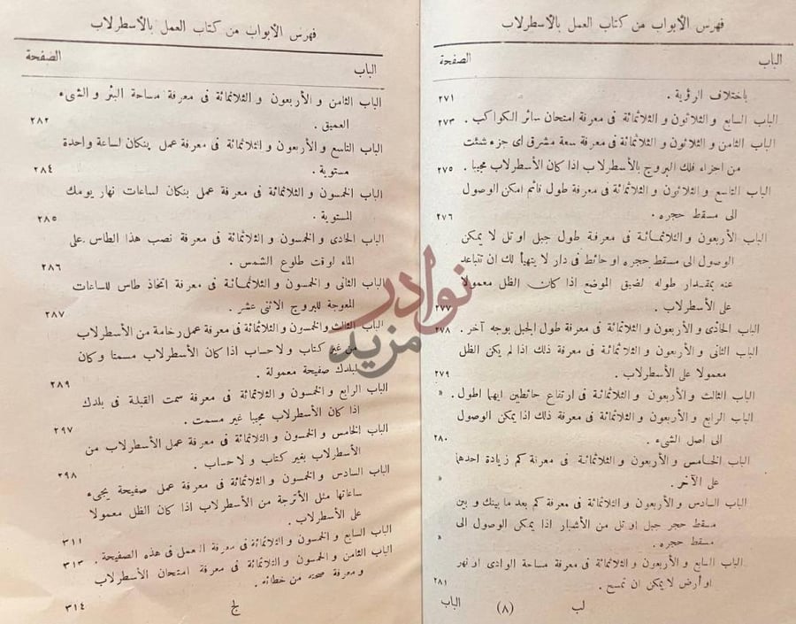 فهرس كتاب العمل بالاسطرلاب فهرس الأبواب من كتاب