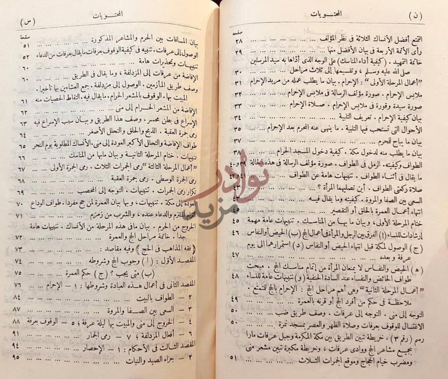 فهرس كتاب الرسالة الفاروقية الخالدة في مناسك الحج والعمرة