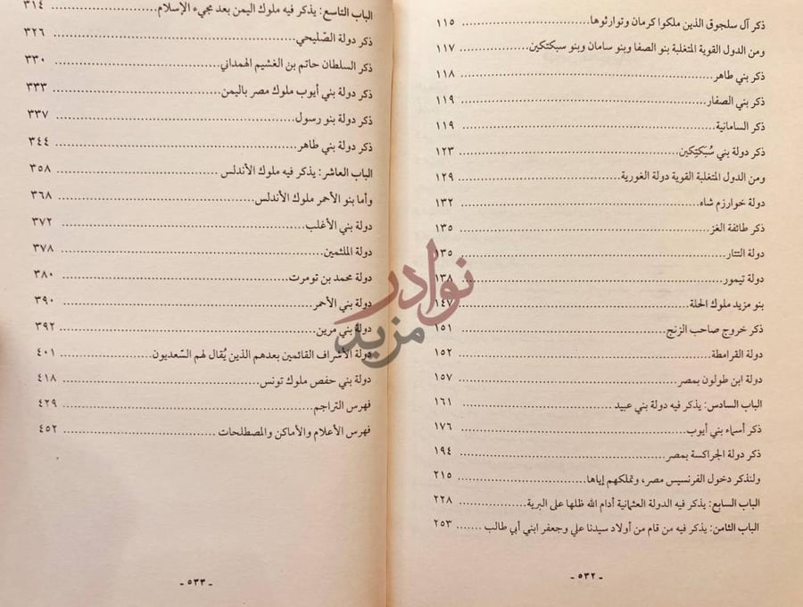 فهرس كتاب تاريخ الدول الاسلامية بالجداول المرضية