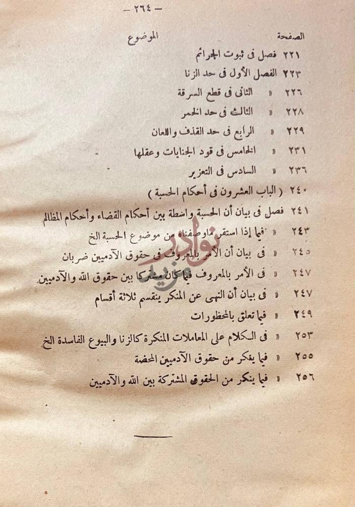 فهرس كتاب الاحكام السلطانية والولايات الدينية الموضوع