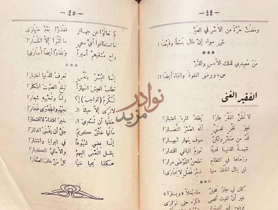 صفحة داخلية كتاب المنتخب من شعر ابى شادى الفقر والغنى