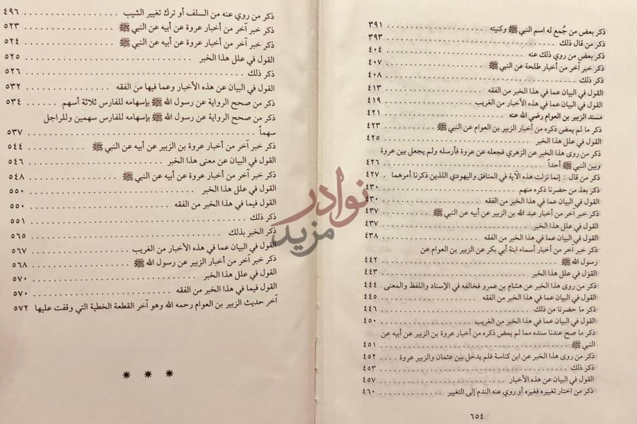 كشاف كتاب تهذيب الاثار الجزء المفقود Index spread pages