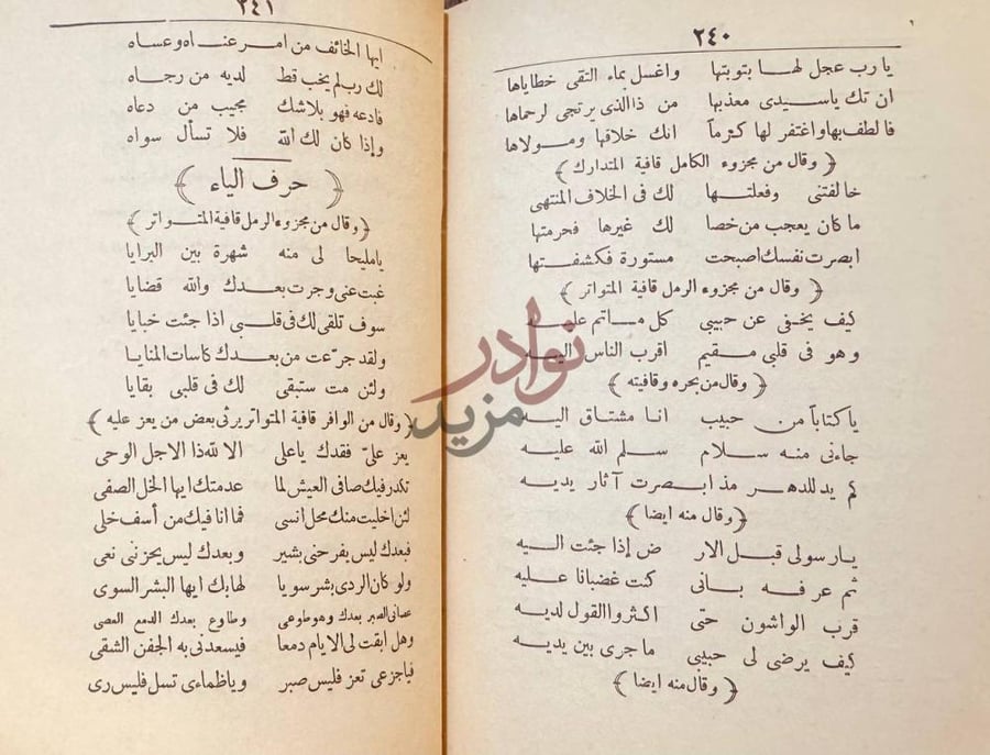 صفحة داخلية كتاب ديوان ابي الفضل بهاء الدين زهير حرف الياء