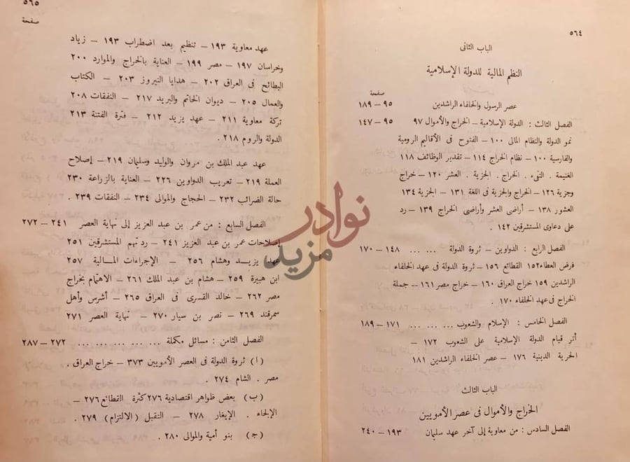 فهرس كتاب الخراج والنظم المالية للدولة الاسلامية