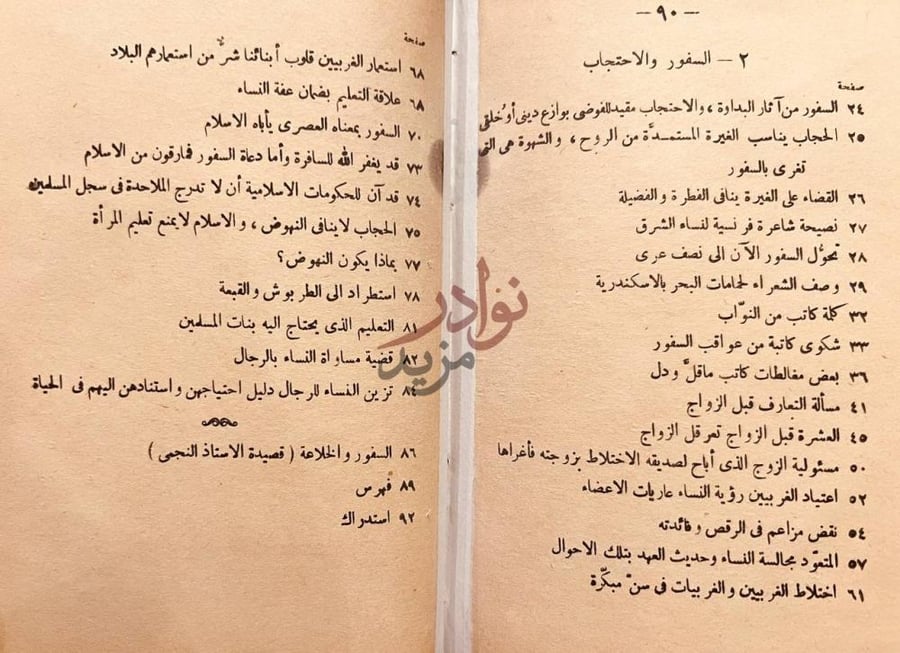 فهرس كتاب قولي في المراة ومقارنته باقوال مقلدة الغرب