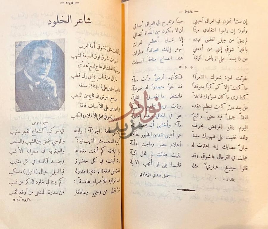 صفحة داخلية كتاب ذكرى الشاعرين شاعر النيل وامير الشعراء صورة 9