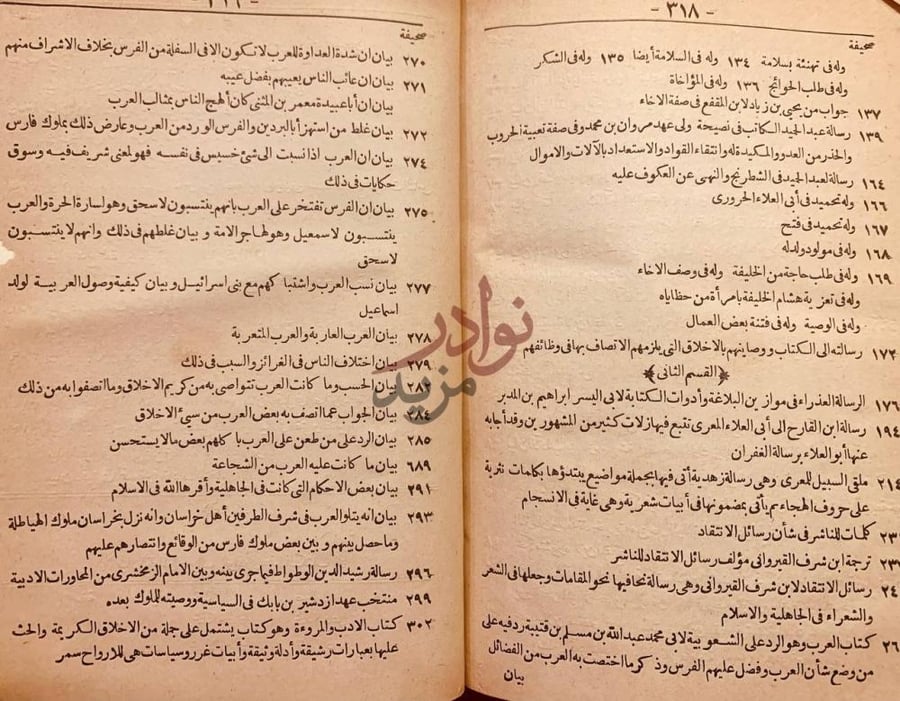 فهرس كتاب رسائل البلغاء