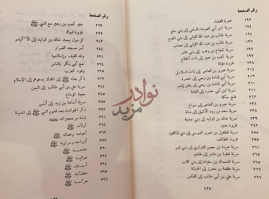 فهرس كتاب عيون الاثر في فنون المغازي والشمائل والسير