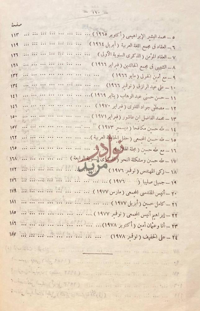 فهرس كتاب مجمع اللغة العربية في عيده الخمسيني مع الخالدين